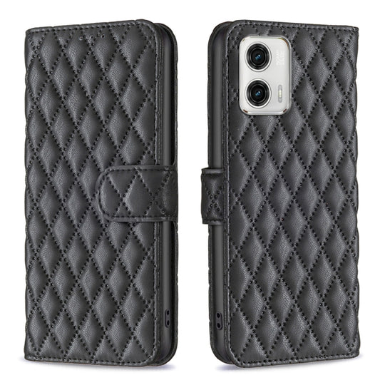 For Motorola Moto G73 5G Diamond Lattice Wallet Leather Flip Phone Case(Black)