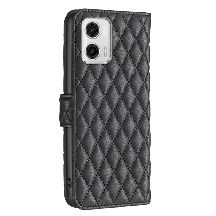 For Motorola Moto G73 5G Diamond Lattice Wallet Leather Flip Phone Case(Black) - Motorola Cases by buy2fix | Online Shopping UK | buy2fix