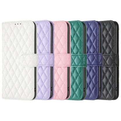 For Motorola Moto G73 5G Diamond Lattice Wallet Leather Flip Phone Case(Black) - Motorola Cases by buy2fix | Online Shopping UK | buy2fix