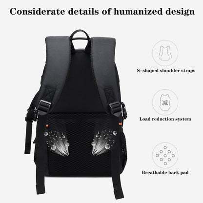 Large Capacity Waterproof Backpack Travel Shoulders Camera Bags(Gray Matte Inner Orange) by buy2fix