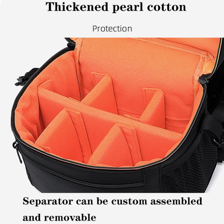 Large Capacity Waterproof Backpack Travel Shoulders Camera Bags(Gray Matte Inner Orange) by buy2fix