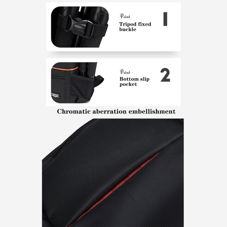 Large Capacity Waterproof Backpack Travel Shoulders Camera Bags(Gray Matte Inner Orange) by buy2fix