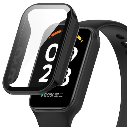 For Redmi Band 2 PC+ Tempered Film Integrated Watch Protective Case(Black) - Watch Cases by buy2fix | Online Shopping UK | buy2fix
