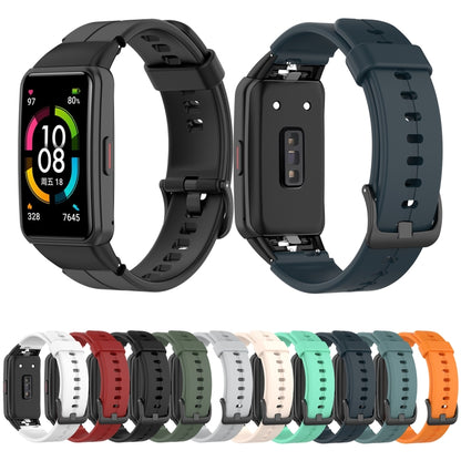 For Honor Band 7 Solid Color Silicone Watch Band(Olive Green) by buy2fix