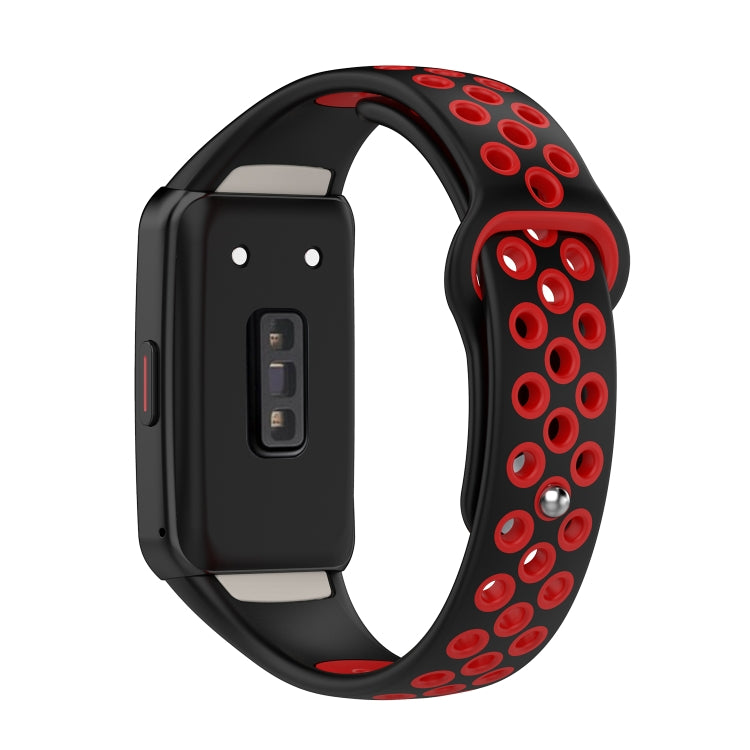 For Honor Band 7 Two-color Reverse Buckle Silicone Watch Band(Black Red) by buy2fix