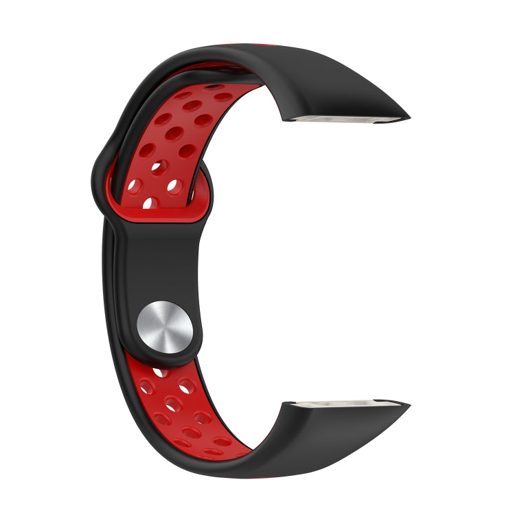 For Honor Band 7 Two-color Reverse Buckle Silicone Watch Band(Black Red) by buy2fix