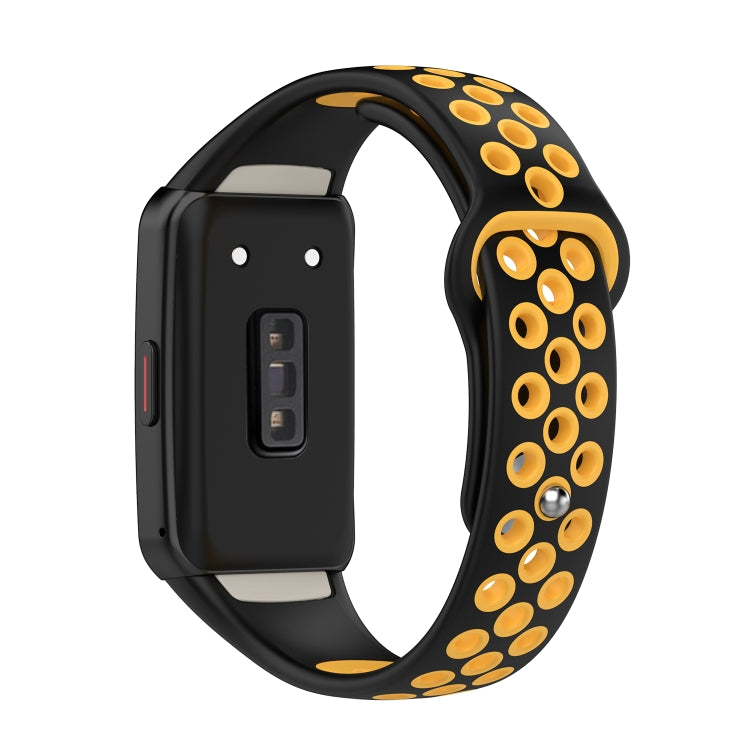 For Honor Band 7 Two-color Reverse Buckle Silicone Watch Band(Black Yellow) by buy2fix