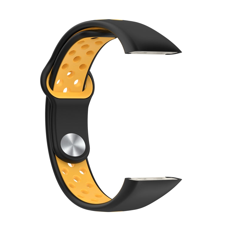 For Honor Band 7 Two-color Reverse Buckle Silicone Watch Band(Black Yellow) by buy2fix