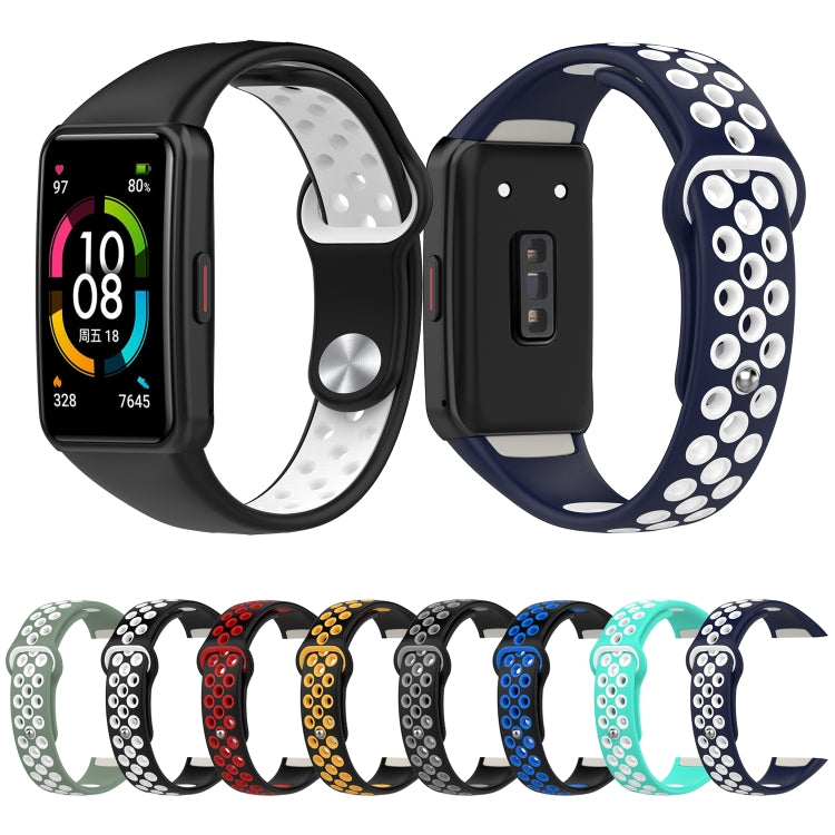 For Honor Band 7 Two-color Reverse Buckle Silicone Watch Band(Black Yellow) by buy2fix