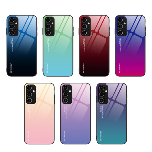 For Samsung Galaxy A54 5G Gradient Color Glass Phone Case(Blue Black) by buy2fix