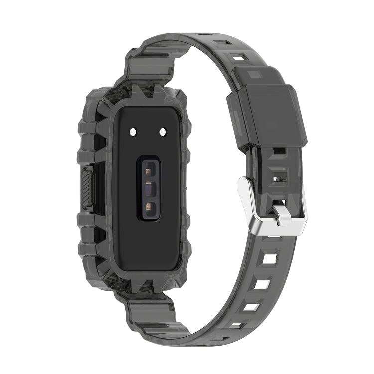 For Honor Band 7 Integrated Transparent Silicone Watch Band(Black) by buy2fix