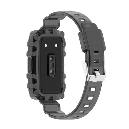 For Honor Band 7 Integrated Transparent Silicone Watch Band(Black) by buy2fix