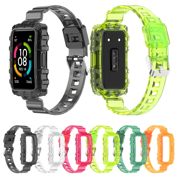 For Honor Band 7 Integrated Transparent Silicone Watch Band(Black) by buy2fix