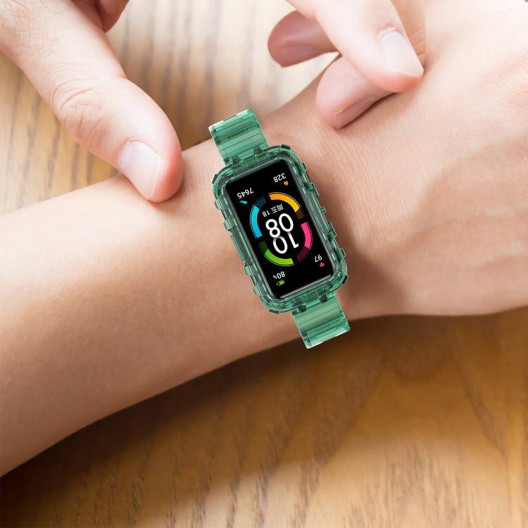 For Honor Band 7 Integrated Transparent Silicone Watch Band(Black) by buy2fix