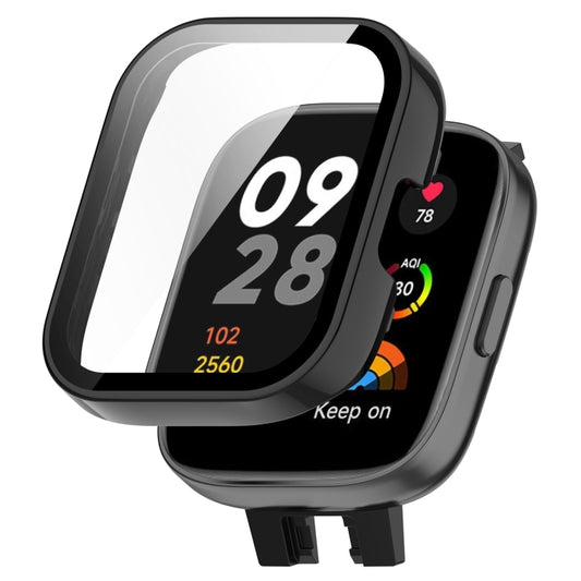 For Xiaomi Redmi Watch 3 PC + Tempered Film Integrated Watch Protective Case(Black) - Watch Cases by buy2fix | Online Shopping UK | buy2fix