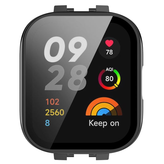 For Xiaomi Redmi Watch 3 PC + Tempered Film Integrated Watch Protective Case(Black) - Watch Cases by buy2fix | Online Shopping UK | buy2fix