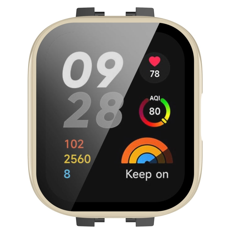 For Xiaomi Redmi Watch 3 PC + Tempered Film Integrated Watch Protective Case(Ivory White) - Watch Cases by buy2fix | Online Shopping UK | buy2fix
