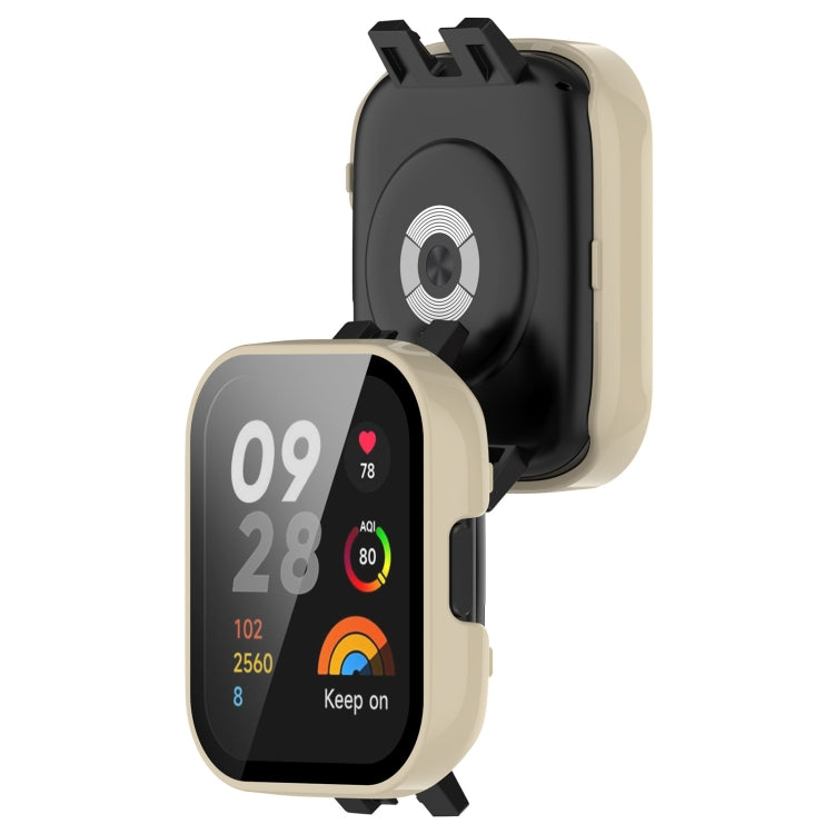 For Xiaomi Redmi Watch 3 PC + Tempered Film Integrated Watch Protective Case(Ivory White) - Watch Cases by buy2fix | Online Shopping UK | buy2fix