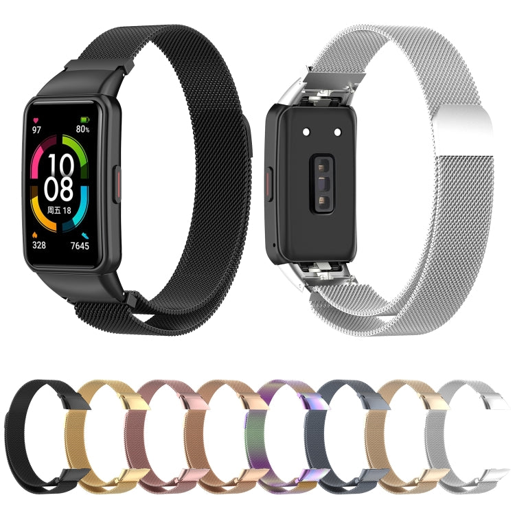 For Honor Band 7 Milan Magnetic Metal Watch Band(Rose Gold) by buy2fix