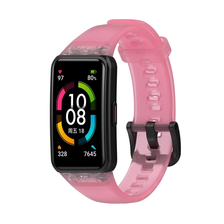 For Honor Band 7 Transparent TPU Watch Band(Pink) by buy2fix