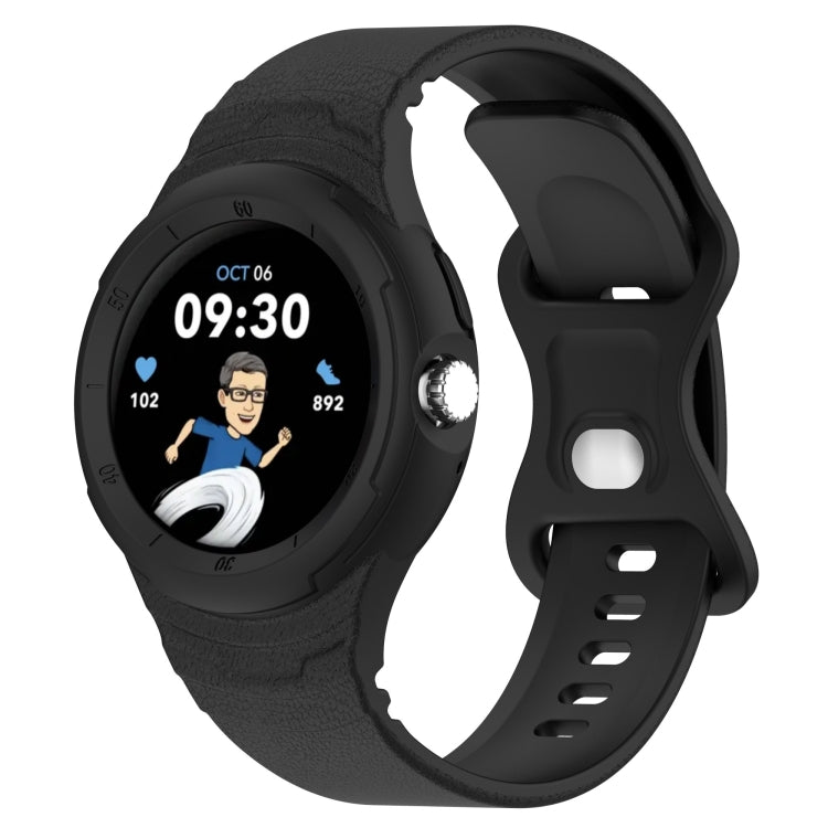 For Google Pixel Watch Leather Texture Silicone Integrated Watch Band(Black) - Watch Bands by buy2fix | Online Shopping UK | buy2fix