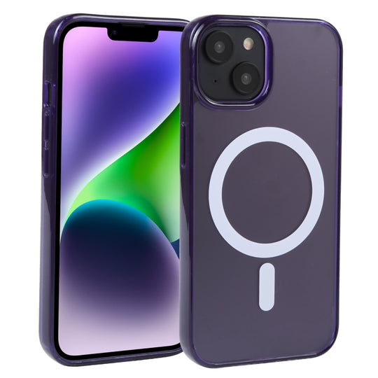 For iPhone 14 GEBEI MagSafe Magnetic Transparent Phone Case (Purple)
