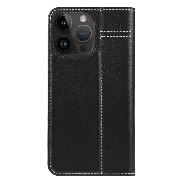 For iPhone 14 Pro Max GEBEI Top-grain Horizontal Flip Leather Phone Case(Black) by GEBEI