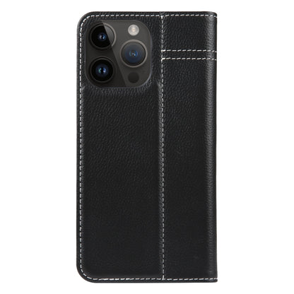 For iPhone 14 Pro Max GEBEI Top-grain Horizontal Flip Leather Phone Case(Black) by GEBEI