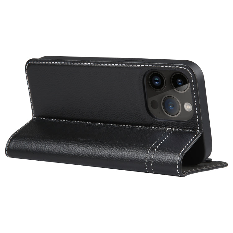 For iPhone 14 Pro Max GEBEI Top-grain Horizontal Flip Leather Phone Case(Black) by GEBEI