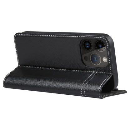 For iPhone 14 Pro Max GEBEI Top-grain Horizontal Flip Leather Phone Case(Black) by GEBEI
