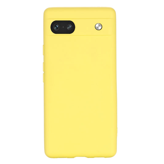 For Google Pixel 7a Pure Color Liquid Silicone Shockproof Phone Case(Yellow) - Google Cases by buy2fix | Online Shopping UK | buy2fix