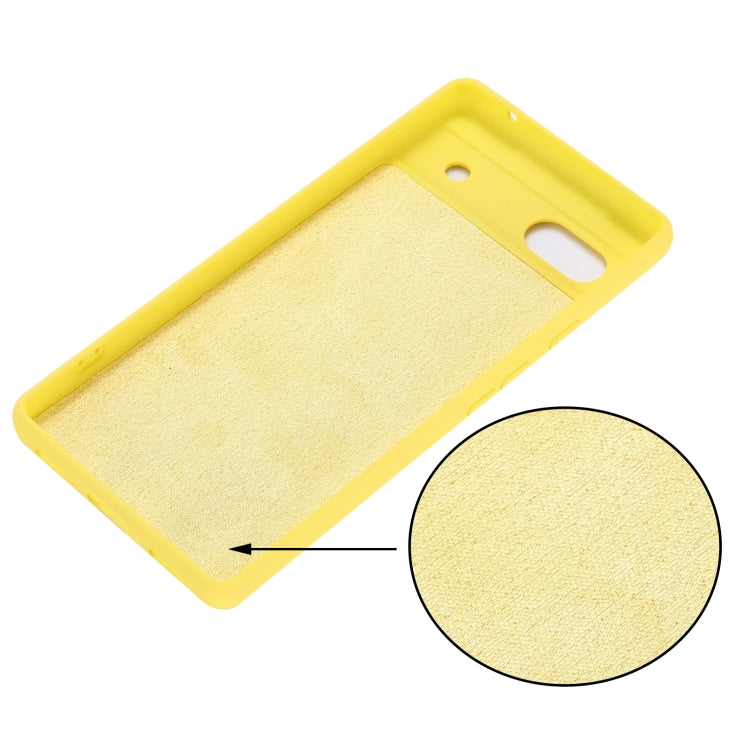 For Google Pixel 7a Pure Color Liquid Silicone Shockproof Phone Case(Yellow) by buy2fix