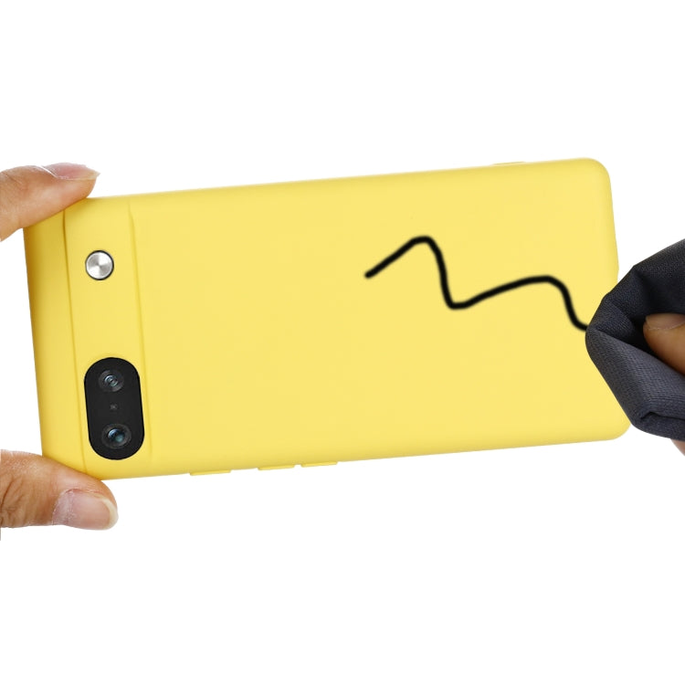 For Google Pixel 7a Pure Color Liquid Silicone Shockproof Phone Case(Yellow) by buy2fix