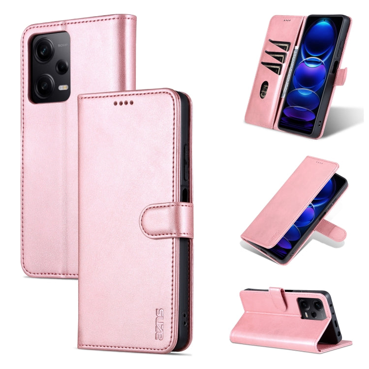 For Xiaomi Redmi Note 12 5G Global / China / Poco X5 AZNS Skin Feel Calf Texture Flip Leather Phone Case(Rose Gold) - Xiaomi Cases by AZNS | Online Shopping UK | buy2fix