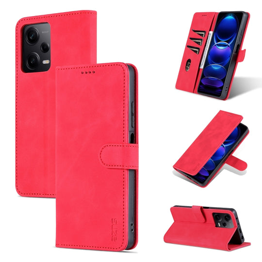 Pour Xiaomi Redmi Note 12 Pro 5G Global / Chine / Note 12 Pro 5G Speed ​​/ Poco X5 Pro AZNS Skin Feel Texture de veau Étui de téléphone en cuir à rabat (rouge)