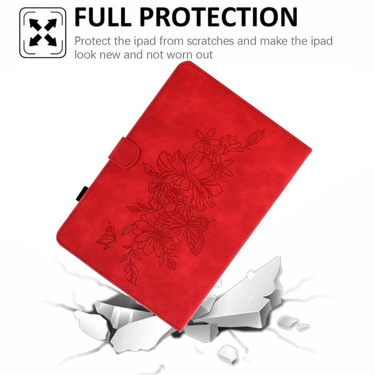Peony Butterfly Embossed Leather Smart Tablet Case For iPad 2025 / 2022(Red) - iPad 2025 / 2022 Cases by buy2fix | Online Shopping UK | buy2fix