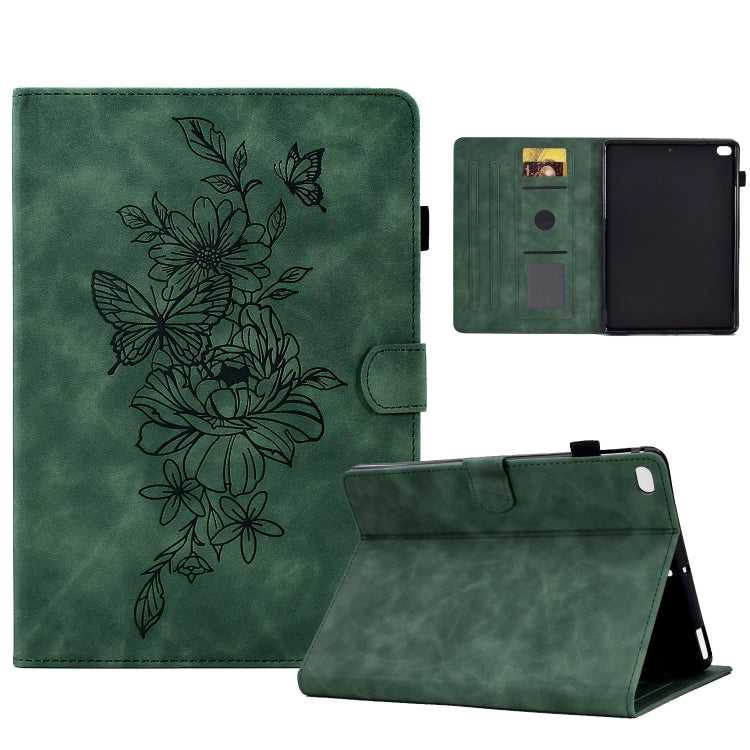 Peony Butterfly Embossed Leather Smart Tablet Case For iPad Air / Air 2 / 9.7 2017 / 9.7 2018(Green) - iPad 9.7 (2018) & (2017) Cases by buy2fix | Online Shopping UK | buy2fix