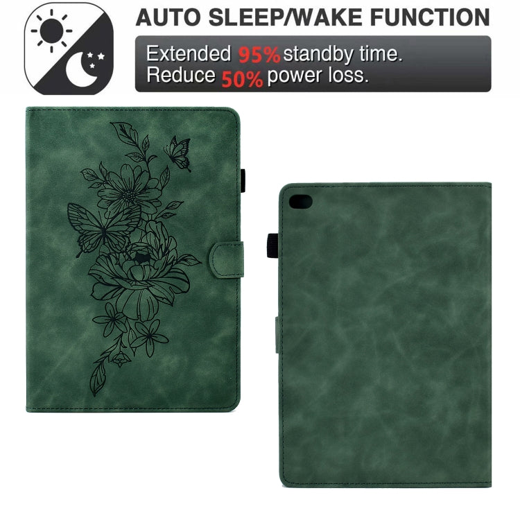 Peony Butterfly Embossed Leather Smart Tablet Case For iPad Air / Air 2 / 9.7 2017 / 9.7 2018(Green) - iPad 9.7 (2018) & (2017) Cases by buy2fix | Online Shopping UK | buy2fix
