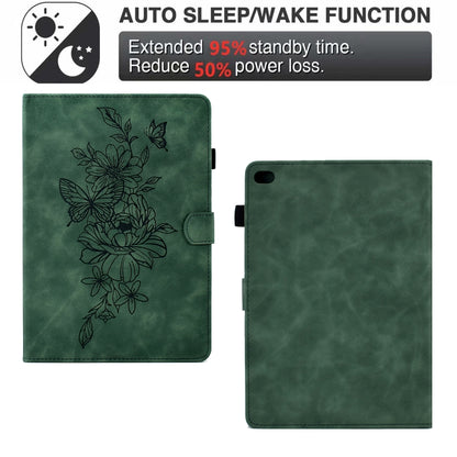 Peony Butterfly Embossed Leather Smart Tablet Case For iPad Air / Air 2 / 9.7 2017 / 9.7 2018(Green) - iPad 9.7 (2018) & (2017) Cases by buy2fix | Online Shopping UK | buy2fix