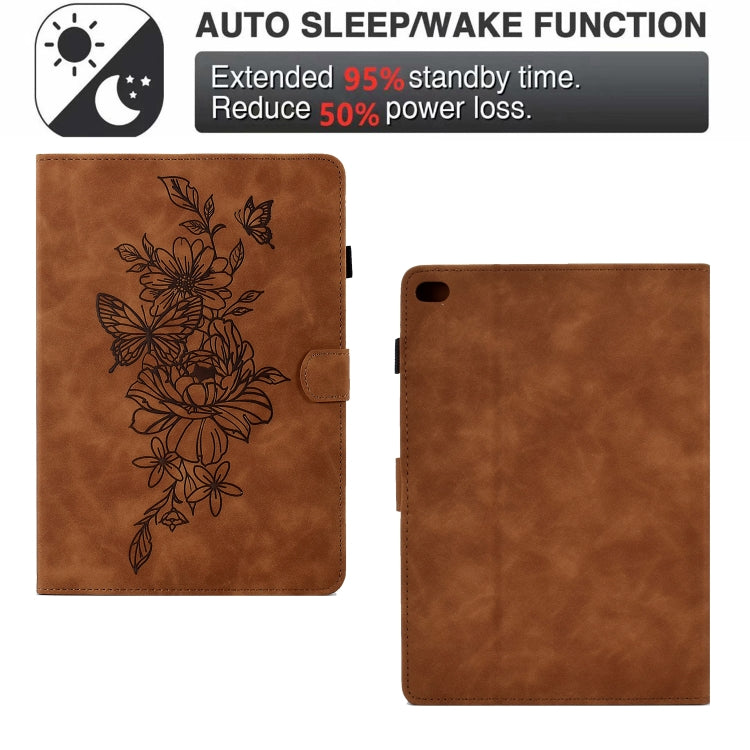 Peony Butterfly Embossed Leather Smart Tablet Case For iPad mini 5 / 4 / 3 / 2 / 1(Brown) - iPad mini (2019) / mini 5 Cases by buy2fix | Online Shopping UK | buy2fix