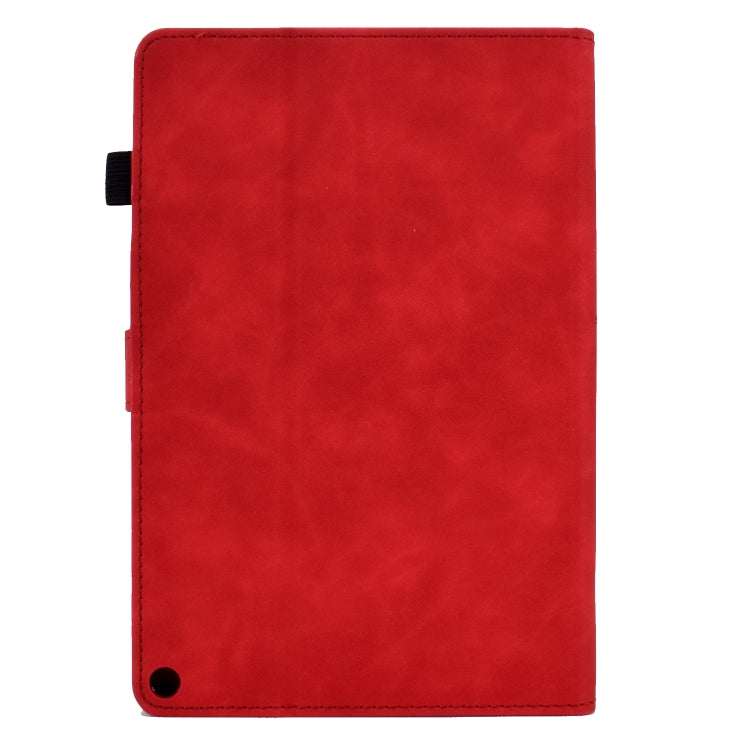 For Amazon Kindle Fire HD10 2021 Peony Butterfly Embossed Leather Smart Tablet Case(Red) - Amazon by buy2fix | Online Shopping UK | buy2fix