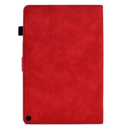 For Amazon Kindle Fire HD10 2021 Peony Butterfly Embossed Leather Smart Tablet Case(Red) - Amazon by buy2fix | Online Shopping UK | buy2fix