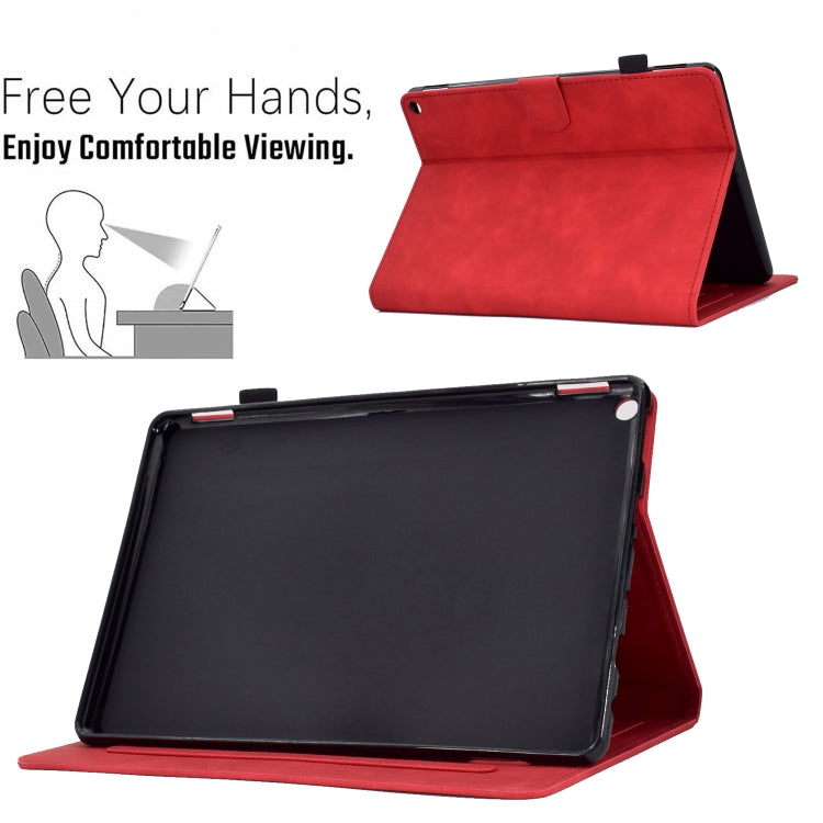 For Amazon Kindle Fire HD10 2021 Peony Butterfly Embossed Leather Smart Tablet Case(Red) - Amazon by buy2fix | Online Shopping UK | buy2fix
