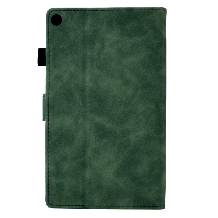 For Amazon Kindle Fire HD8 2018/2017/2016 Peony Butterfly Embossed Leather Smart Tablet Case(Green) - Amazon by buy2fix | Online Shopping UK | buy2fix