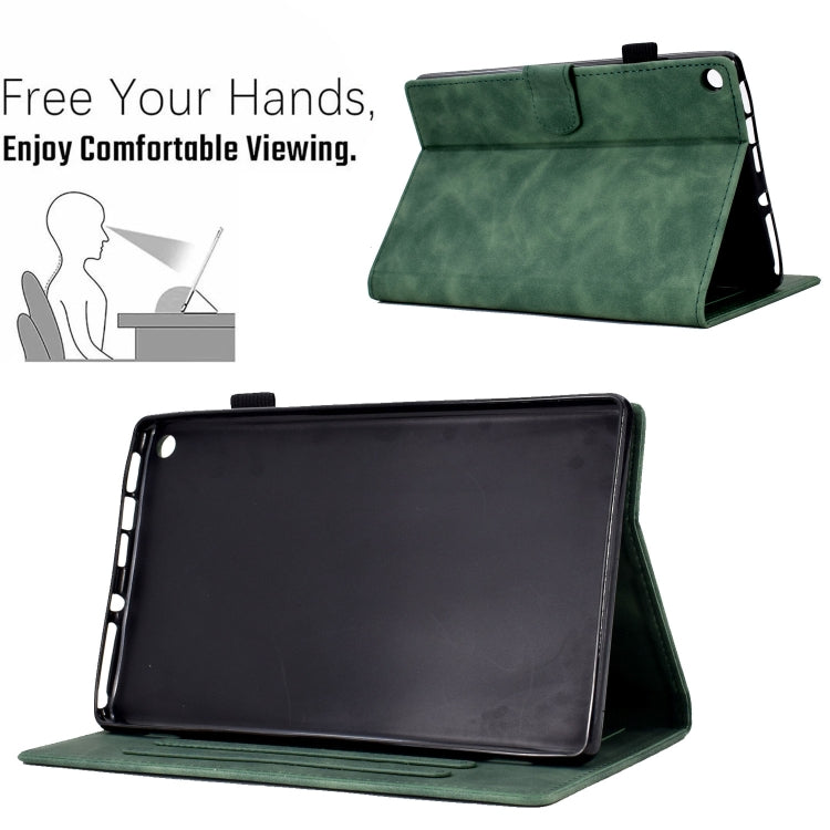 For Amazon Kindle Fire HD8 2018/2017/2016 Peony Butterfly Embossed Leather Smart Tablet Case(Green) - Amazon by buy2fix | Online Shopping UK | buy2fix