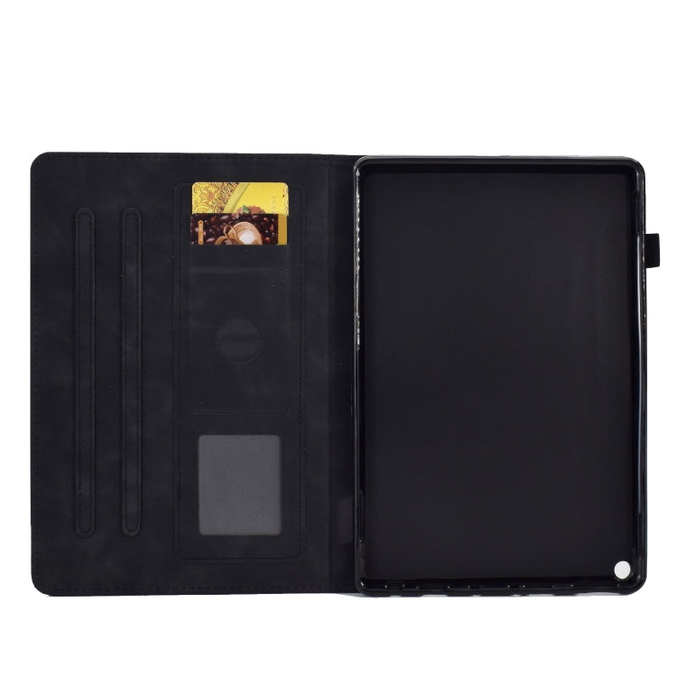For Amazon Kindle Fire HD8 2020 Peony Butterfly Embossed Leather Smart Tablet Case(Black) - Amazon by buy2fix | Online Shopping UK | buy2fix