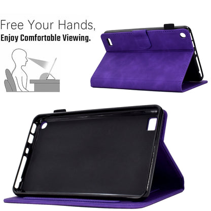 For Amazon Kindle Fire 7 2019/2017/2015 Peony Butterfly Embossed Leather Smart Tablet Case(Purple) - Amazon by buy2fix | Online Shopping UK | buy2fix