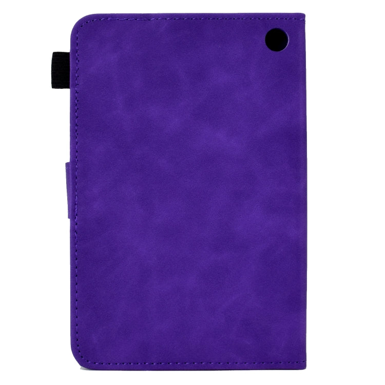 For Amazon Kindle Fire 7 2022 Peony Butterfly Embossed Leather Smart Tablet Case(Purple) - Amazon by buy2fix | Online Shopping UK | buy2fix