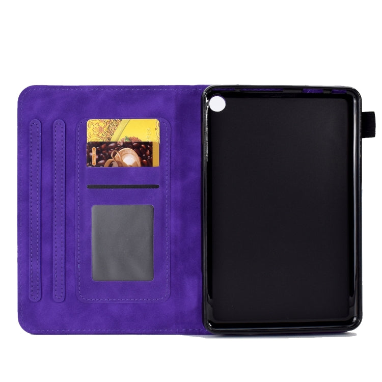 For Amazon Kindle Fire 7 2022 Peony Butterfly Embossed Leather Smart Tablet Case(Purple) - Amazon by buy2fix | Online Shopping UK | buy2fix