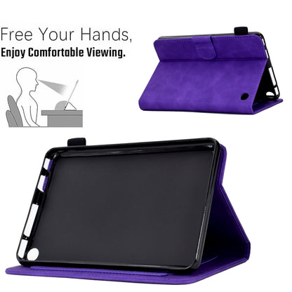 For Amazon Kindle Fire 7 2022 Peony Butterfly Embossed Leather Smart Tablet Case(Purple) - Amazon by buy2fix | Online Shopping UK | buy2fix